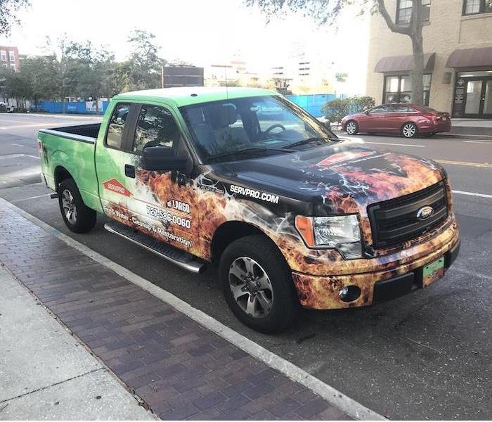 SERVPRO truck parked on the road