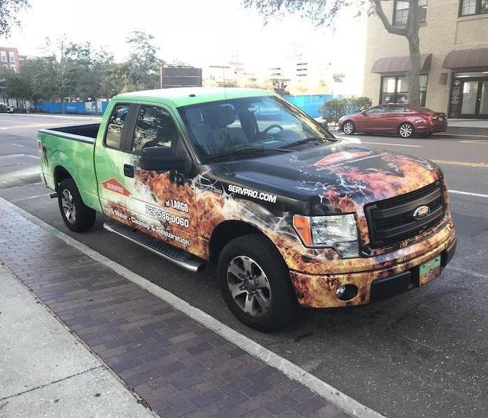 SERVPRO truck parked on the road
